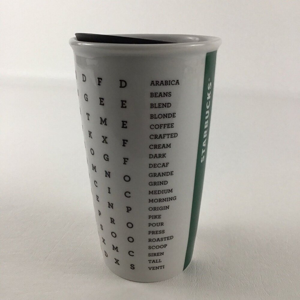 Starbucks Coffee Cup 2016 Ceramic Tumbler Mug 12 fl oz Word Search Puzzle Double - Picture 5 of 7